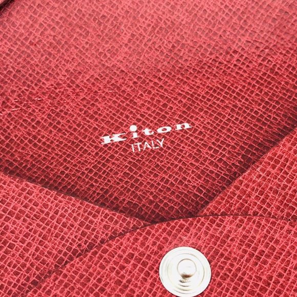 KITON Business Card Wallet Holder Red Leather Case - Picture 8 of 8